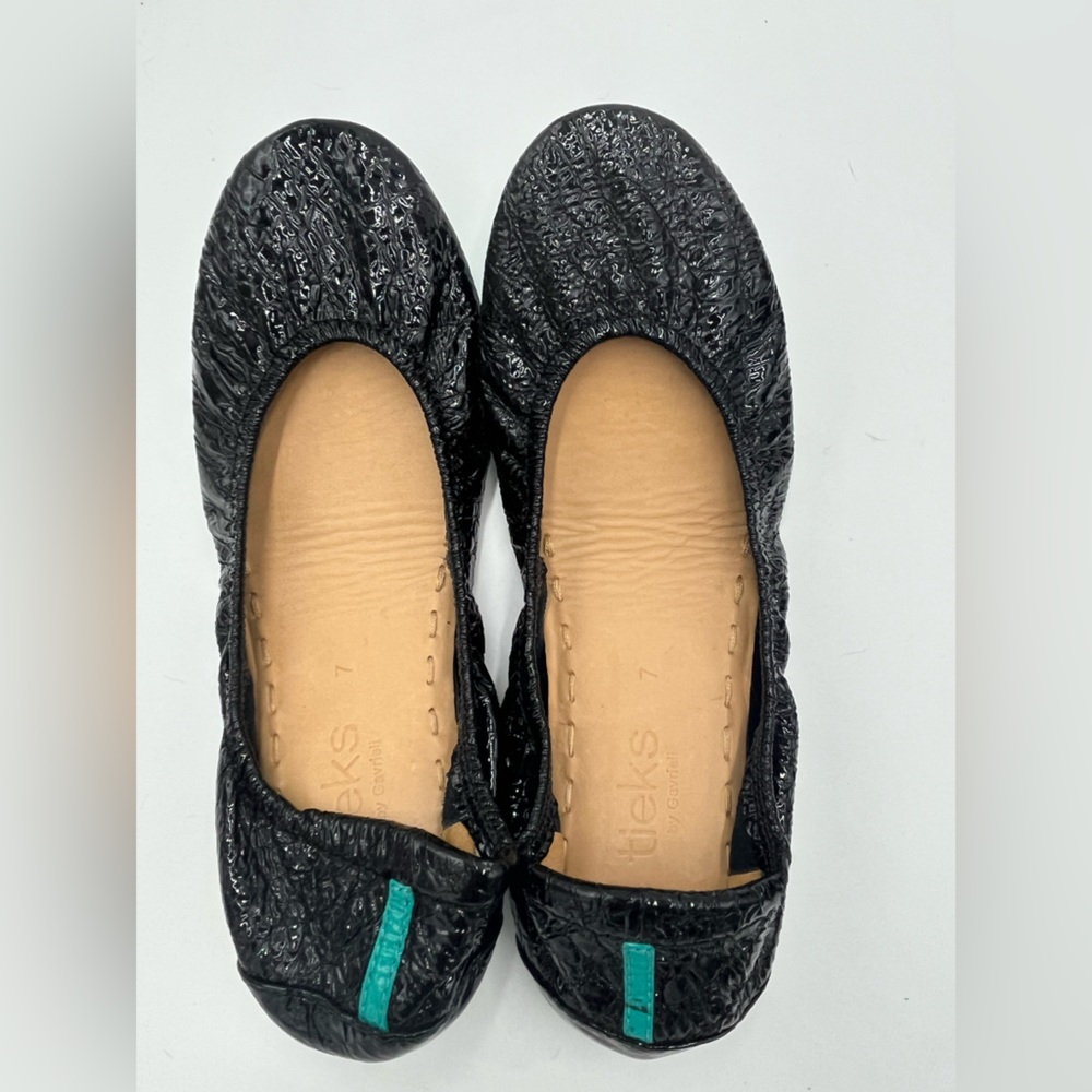 Tieks by Gavriell Black Marble Crinkle Patent Ballet Flats size 7